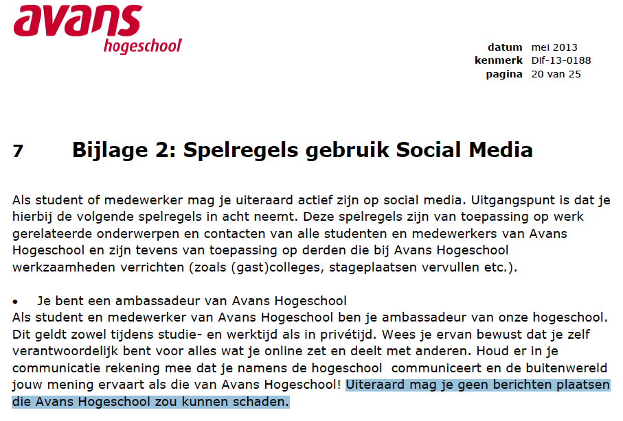 Social Media Richtlijnen Avans Hogeschool