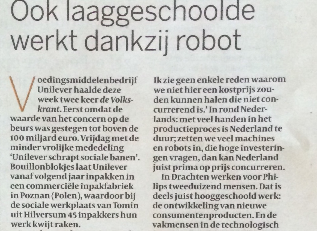 Frank Kalshoven: Ook laaggeschoolde werkt dankzij robot (kort)