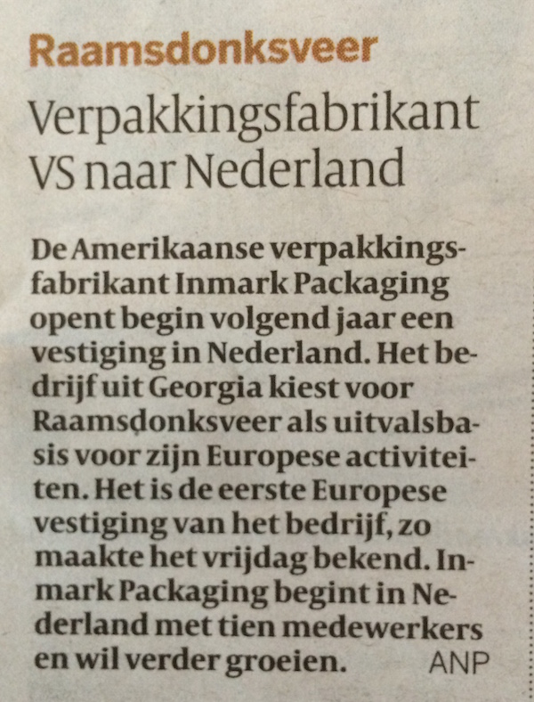 Verpakkingsfabrikant VS naar Nederland